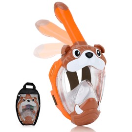 Full Face Snorkel Mask for Kids 4-16, 180 Degree Panoramic View Snorkeling Set Anti-Fog Anti-Leak, Foldable Dry Top Snorkeling Gear for Kids