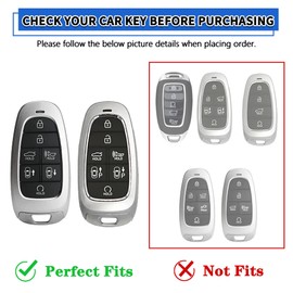 TOMALL for Hyundai Key Fob Cover with Keychain, 7 Buttons Soft TPU Key Fob Protector Compatible with 2023 Hyundai Sonata Santa Fe Tucson Palisade, 2019-2021 Nexo, White