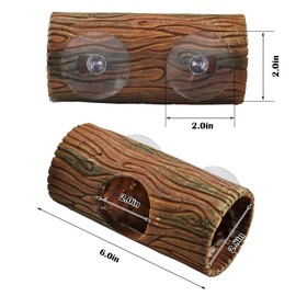 MUYG Leopard Gecko Hide Cave,Reptile Resin Log Hollow Tree Trunk Hideout Toy Bell Balls Gecko Sleeping Climbing Hideaway Tank Accessories Decor for Lizard Snakes Forgs Hermit Crabs