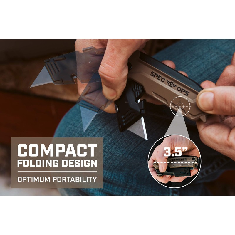 Spec Ops Tools Folding Utility Knife,Includes 3 Blades in Handle