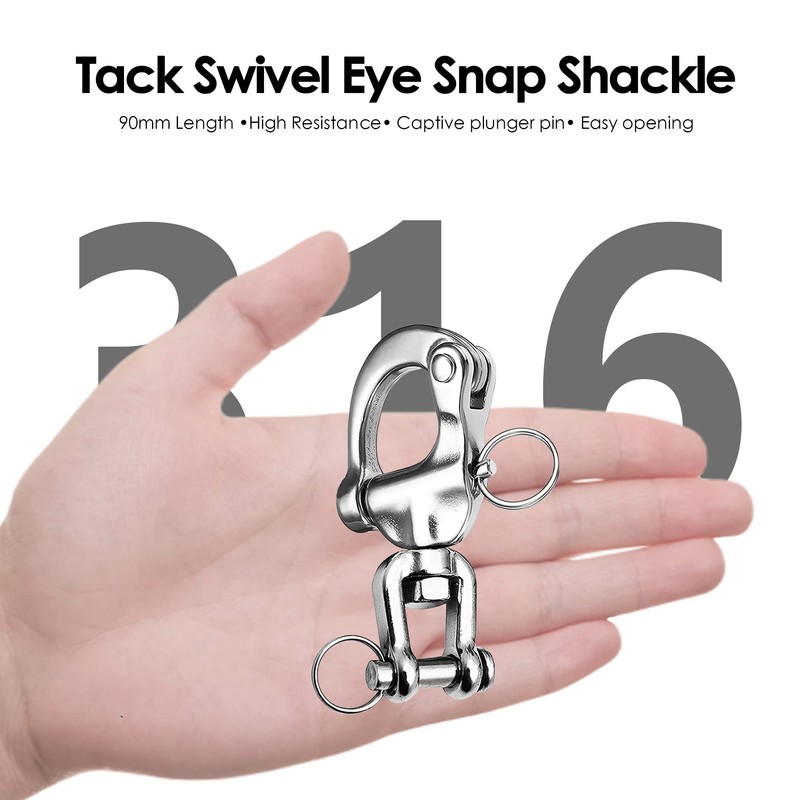 NECMETU Snap Shackle Sailing Halyard, 316 Stainless Steel Clevis Swivel