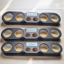 Universal Speaker Panel 4x6.5 - 2 X Tweeters Pod, Wood and Fabric, Chevy Logo/ford / dodge   (No speakers) - Color: Black ford logo