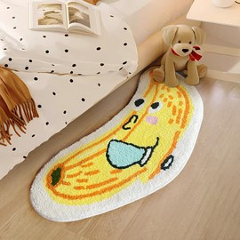 GORU - Alfombrilla de baño de plátano, divertida alfombra de frutas, suave y esponjosa, absorbente, antideslizante para baño, fregadero de cocina, recámara, recámara de niños y sala de estar, alfombra