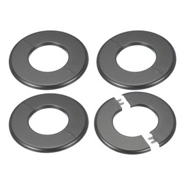 PATIKIL Wall Split Flange 2.52"/64mm, 4Pcs ABS Round Self-Adhesive Escutcheon Plate Cover Buckle for Water Pipe Faucet Decoration, Grey