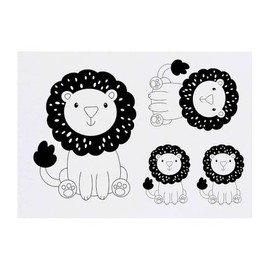4 x 'Friendly Lion' Temporary Tattoos - Water Resistant, Skin-Safe, Non-Toxic Transfers, Mixed Sizes (TO00084808)