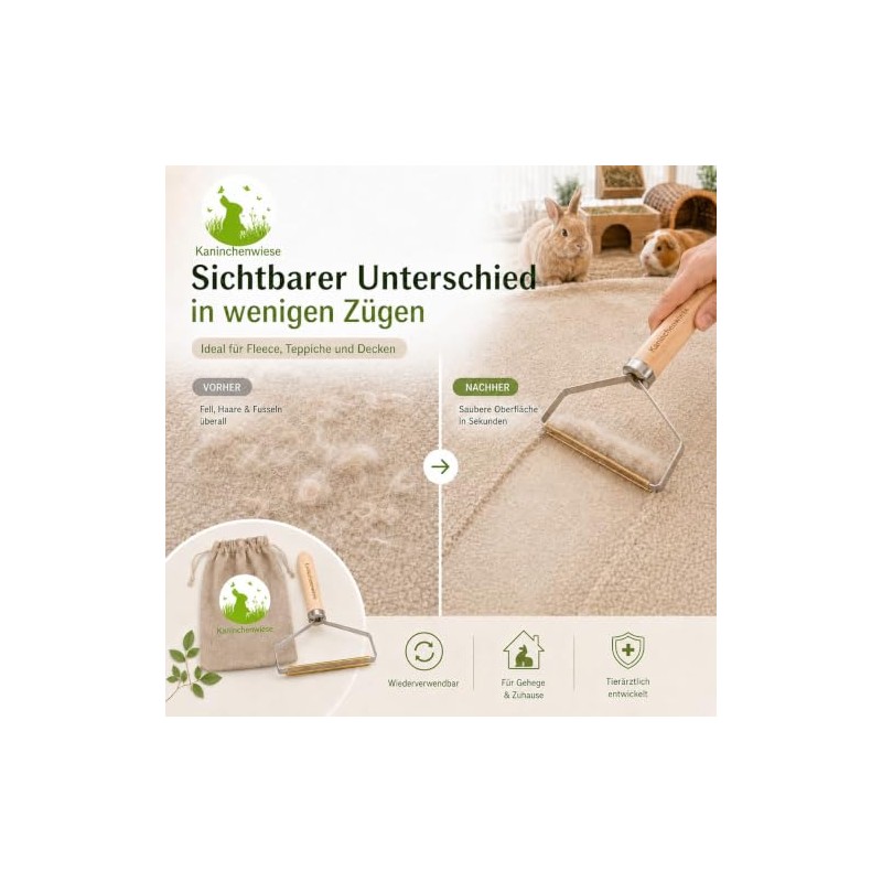 Effective Wooden Pet Hair Remover for Rabbits & Guinea Pigs