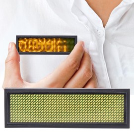 wendeekun LED Name Badge, Rechargeable LED Card Screen, Car Digital Name Tag for Bar Hotel Party Supermarket Restaurant(Yellow)