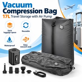 17L Vacuum Compression Storage Bag for Travel – Reusable Waterproof PVC Clothing Organizer for Space-Saving Luggage Packing