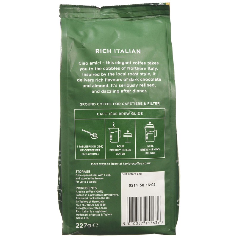 Taylors Of Harrogate Rich Italian Ground Coffee- 227g
