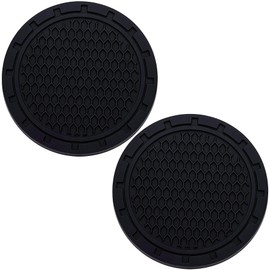 MEAJOO 2PCS Car Cup Holder Coaster, Non-Slip Cup Holders Embedded in Ornaments Coaster, 2.75 Inch Universal Recessed Car Interior Accessories (Black)