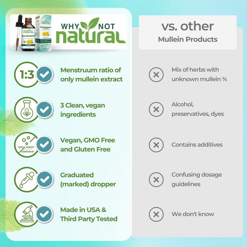 USDA Organic Mullein Drops for Lungs - Leaf Extract Tincture