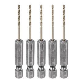 HARFINGTON 5pcs 1/4" Hex Shank Drill Bit 1/16" Gold Oxide M35 High Speed Steel Twist Drill Bit 135 Degree Split Point Tip Drilling Tool with Quick Change Hex Shank for Metal Wood Plastic