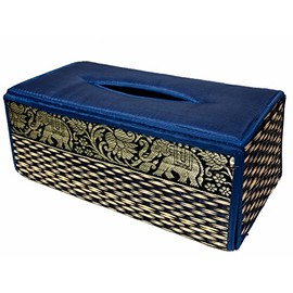 CCcollections Handgefertigte Schutzhülle für Taschentuchboxen aus Schilfrohr – umweltfreundliche Materialien (Blau)