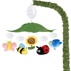 PIIKAGO Garden Friends Crib Mobile – Baby Mobile for Crib with Upgraded 3-Mode Music Box, Nursery Mobile with Butterflies, Bees, Birds for Boys & Girls, Fits Standard Cribs, Forest Nursery Decor