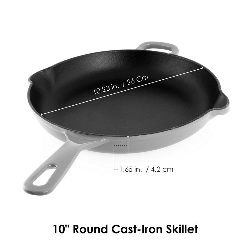 Chantal Cast Iron Cookware, 10 inch Skillet, Fade Grey