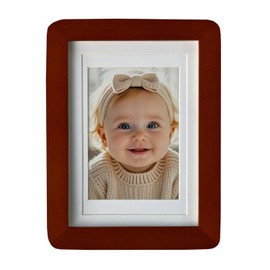 Mekenluo 5x7 Round Corner Wood Picture Frame with Mat, Natural Solid Wood with Smooth Curved Edges for Wall or Tabletop Display, Shatterproof Plexiglass Photo Frame for Home & Office Decor