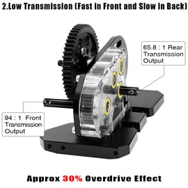 EPINON Acrylic LCG 2.Low Transmission Overdrive Gearbox with Skid Plate and 15T Motor Gear for 1/10 AXIAL SCX10 I II Kit RC Crawler Car DIY Upgrade Accessories (Black)