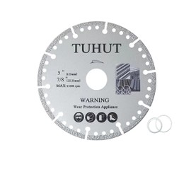 TUHUT 5" Damond Grit Brazing Shaped Cutting Head Diamond Saw Blade Super Thin Blade, Diamond Cutting Wheel Main Purpose for Steel Iron Stainless Also for Marble Granite Stone (1pack)