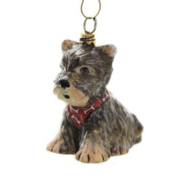 Joy to the World Yorkshire Terrier Puppy with Bandana Yorkie Dog Polish Glass Christmas Ornament