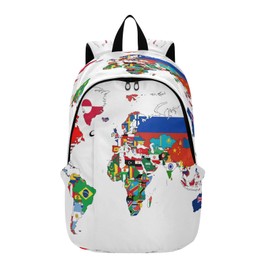 Travel Backpack Laptop Backpack College Computer Bag Gift National Flag World Map for Men & Women