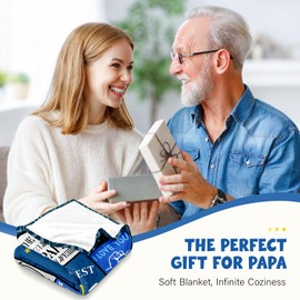 Papas Fathers Day Birthday Gifts - Papa Blanket - Fathers Day Christmas Birthday Gifts for Papa Grandpa from Grandkids Grandchildren - Best Grandpa Ever Presents - Grandfather Throw Blanket 50"X60"
