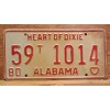 Vintage 1980 ALABAMA License Plate Antique Car Tag