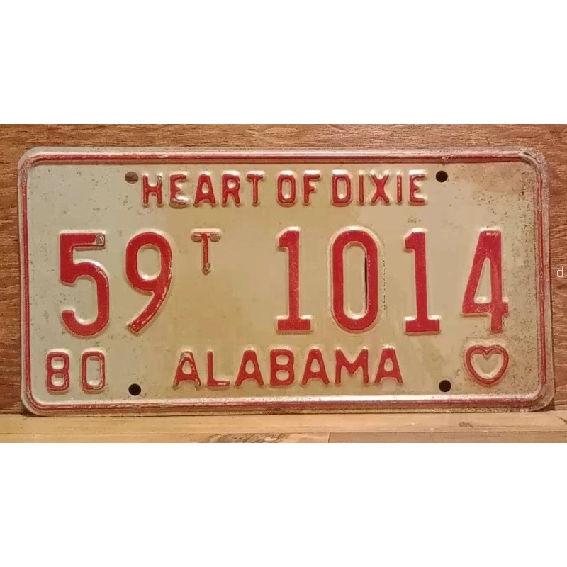 Vintage 1980 ALABAMA License Plate Antique Car Tag