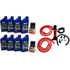 YAMAHA 24' Boat OEM Oil Change Kit - Jet Boat 4W Yamalube w/ 69J-13440-03-00 Filters for 2010+ AR240 SX240 HO/ 242 LIMITED/S/E-SERIES/ 242X/ 212SS/ 212X w/Deluxe Oil Extractor Pump