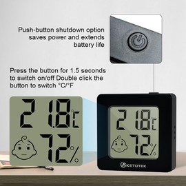 KETOTEK 5 Pack Digital Hygrometer Indoor Thermometer Mini Temperature and Humidity Monitor with Comfort Indicator for House Baby Room Office