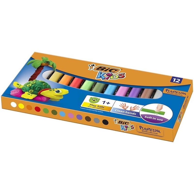 BIC 모델링 클레이 다양한 색상 12팩 1세 이상 재사용 크래프트