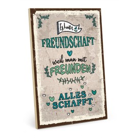 TypeStoff Wooden Sign with Saying - Friendship - Vintage Look with Quote as Gift and Decoration on Friends and Team - HS-01026