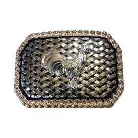 Western Stakes Cowboy Belt Buckles For Men Basketweave Studded Barbwire High End Concho Cowboy Big Belt Buckles Hand Crafted, Gold, Silver, Black, 4.25 x 3.25