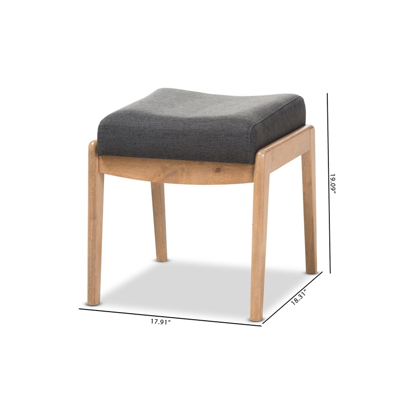 Baxton Studio Wilda Mid-Century Fabric Ottoman