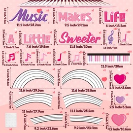 BeYumi Valentine Music Bulletin Board - 127Pcs Valentine's Day Classroom Bulletin Borders Music Notes Heart Staff Cutout Piano Keyboard Border Trim School Classroom Chalkboard Holiday Decoration