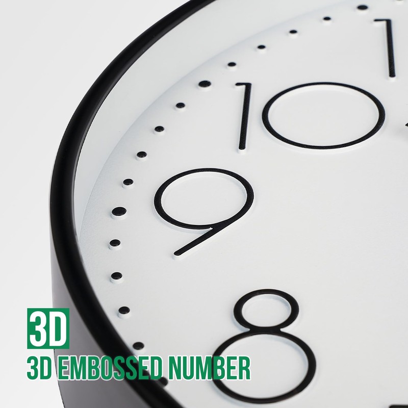 bakbrand Wall Clock Non-Ticking Silent Modern Simple Style Round Decor
