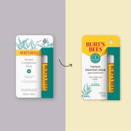 Burt's Bees Herbal Blemish Stick, 0.26 Fl Oz (Pack of 2), Tea Tree Oil Infused, Soothing, Exfoliating, Cleansing, Unisex