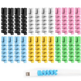 BIUTEFOR Cable Protector, Anti-Disconnect Cover, Cable Protection, Twist Color, Abrasion Resistant, Small, Lightweight, TPU Material, Set of 24 (Color)