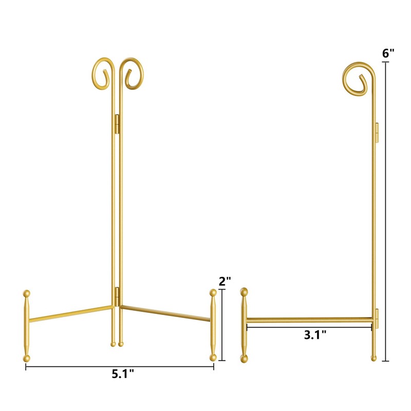 HOPEME Plate Stand 6 Inch 1-Pack, Gold Easel Display Stand