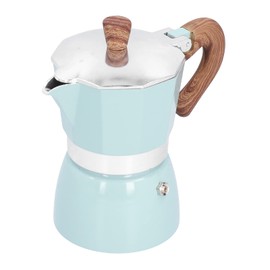 Espressokocher für 3 Tassen, klassische italienische Kaffeemaschine aus Aluminium, tragbare Kaffeemaschine mit verbrühungsfreiem Griff für Küche, Camping, Büro (Blau)