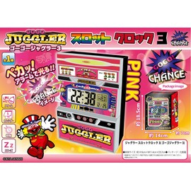 Juggler Slot Clock, Table Clock, Calendar, Alarm Time Signal, Gorgeo Gruggler 3, Pink
