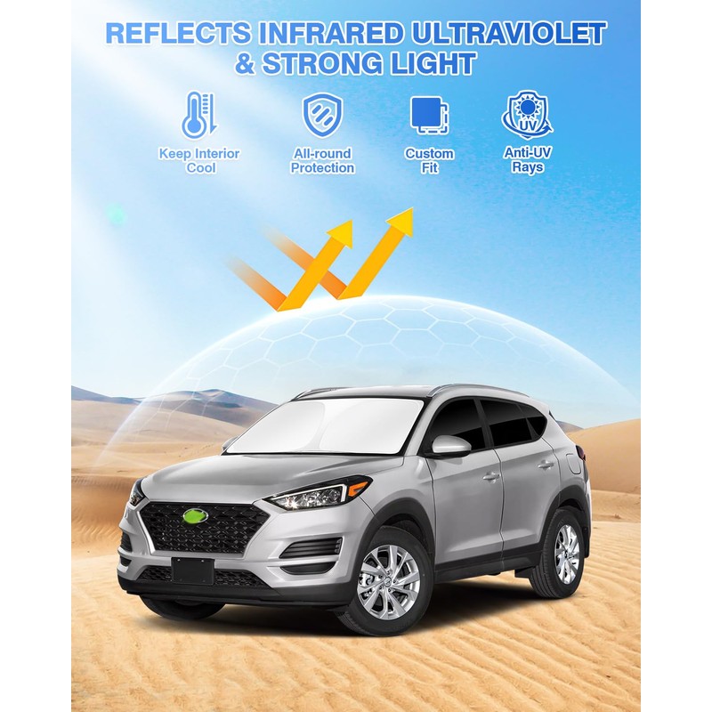Canvcle Sunshades for Hyundai Tucson 2016-2021 Accessories Windshield Sun Shade