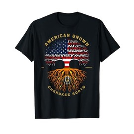 American Grown With Cherokee Roots Tree USA Flag T-Shirt