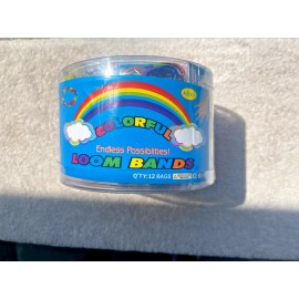 COLORFUL Loom Band Bracelet Making Kit Crafts Kids Hobby 12 Colors 300 per Bag = 7200