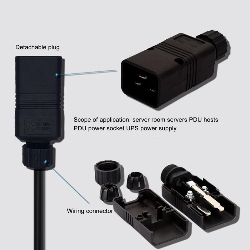 2pcs IEC320 C20 Power Socket Adapter Receptacle Connector Copper PVC