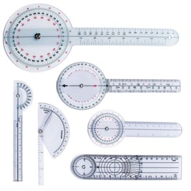 Goniometer Set 6 Pieces, Occupational Physical Therapy Protractor Tool Measurement Angle Ruler Kit Plastic 360 Degree Universal, Medical Protractor Angle Ruler 12/8/6 Inches