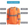 Safety shirt long sleeved high visibility reflective breathable T-shirt with