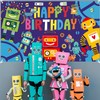 Robot Birthday Party Backdrop Happy Birthday Photography Backdrop 5.9x3.6ft Robot