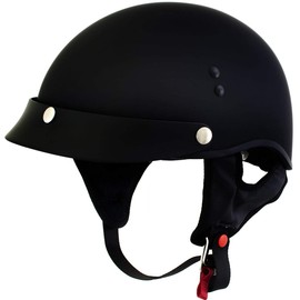 Hot Leathers HLT70 Stealth Flat Matte Black Motorcycle DOT Skull Cap Classic Half Helmet - X-Large
