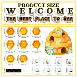 Qilery 68 Pcs Bee Bulletin Board Set Welcome the Best Place to Bee Bulletin Board Decoration Bee Honeycomb Bulletin Board Cutout Paper Fans Classroom Decoration for Back to School Educational Material