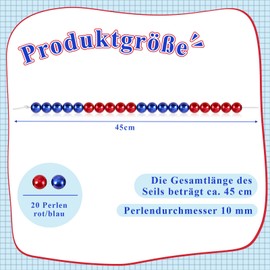 Geosar Pack of 10 Primary School Students Calculator Chains with 20 Beads Red and Blue Calculation Beads with Rope Gifts Calculator Chains for Girls Boys 1st Grade First Day of School Learning Tool